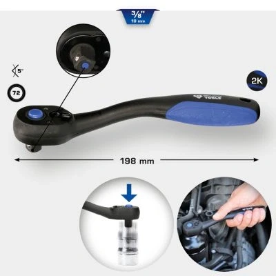 Imagen de KS TOOLS BT021900 Chicharra reversible 72 10 (3/8&quot;) 198
