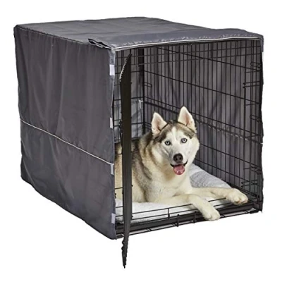 Imagen de New World Pet Products modelo BCVR 42GY funda para jaula de perro, privacidad jaulas MidWest, apta lavadora y secadora, diseño en color gris claro