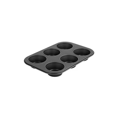 Imagen de Zenker black metallic bandeja magdalenas 6 cavidades en acero con recubrimiento antiadherente teflón; negro. 28x19x3mm; diámetro cavidad 7cm. 1 ud