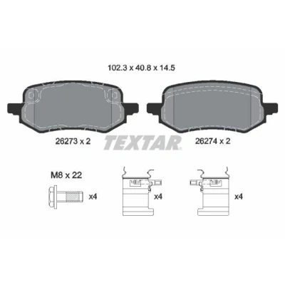 Imagen de TEXTAR 2627301 Juego de pastillas freno preparado para indicador desgaste con tornillos pinza accesorios FORD: Puma SUV
