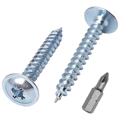 Imagen de SKIR&#039;CO (40 piezas) Acero chapado en zinc 5,0 x 35 mm tornillos de madera plateada, metal, cabeza oblea, Pozidriv, autorroscantes