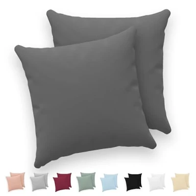 Imagen de Twinzen® Funda Almohada 40x40 (Juego de 2) Antracita 100% Algodon Jersey Cojin para Cama Protector con Cremallera