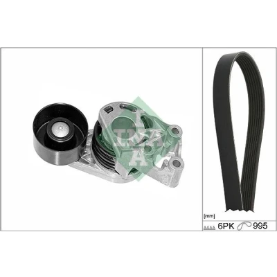 Imagen de INA 529 0378 10 Juego de correas trapeciales poli V Revisar/sustituir poleas libres del alternador SEAT: Ibiza 3, Córdoba II Berlina