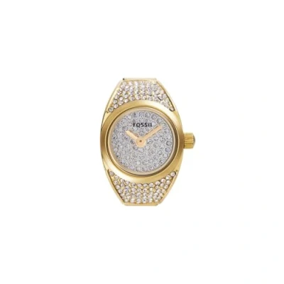 Imagen de Fossil Reloj Ring para Mujer, Movimiento de Cuarzo a Dos Agujas con Correa Acero Inoxidable, Tono Dorado y Purpurina