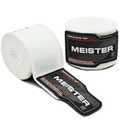 Imagen de Meister Vendajes Semi Elásticos para Adulto de 180 in (457 cm) MMA y Boxeo (Par) Blanco