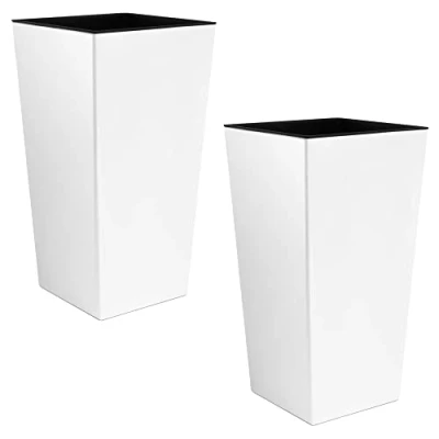 Imagen de 2x Maceta alta Urbi 2 litros, de plastico, 12,6 x 20 cm en color Blanco