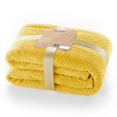 Imagen de DecoKing Henry Manta de Microfibra 70x150 Extra Suave y Blanda Muy Cómoda Caliente Ligera Amarillo