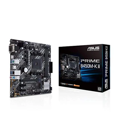 Imagen de Asus Prime B450M K II Placa Base Micro ATX AMD B450 Ryzen AM4 con Soporte M.2, HDMI/DVI/D Sub, SATA 6 Gbps, 1 GB Ethernet, USB 3.2 Gen de Tipo A y BIOS Flashback