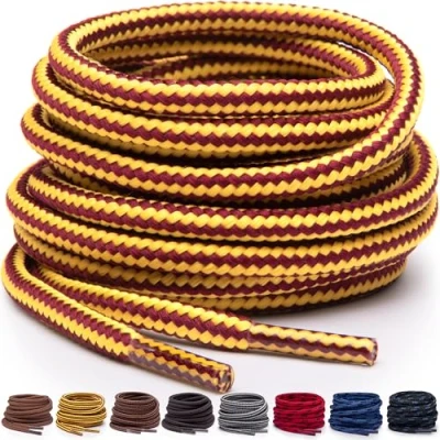 Imagen de Miscly Cordones Redondos para Botas Resistentes y Duraderos, de Trabajo Calzado Senderismo (Amarillo/Marrón, 137 cm)
