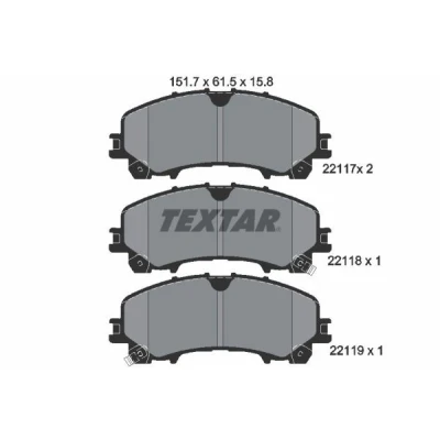 Imagen de TEXTAR 2211701 Juego de pastillas freno con avisador acústico desgaste INFINITI: Q50 Berlina, NISSAN: X Trail, RENAULT: Koleos 2