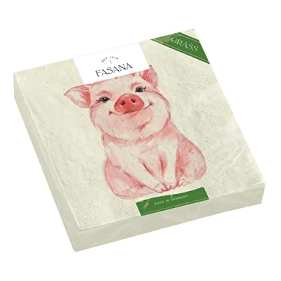 Imagen de 20 servilletas de cerdo rosa, decoración mesa, decoupage, técnica servilletas, 33 x cm