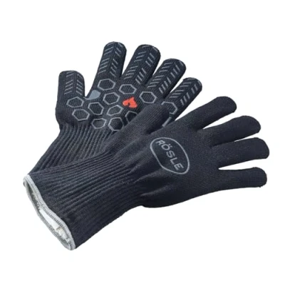 Imagen de RÖSLE Guantes de asar Premium, para protección contra las quemaduras, transpirables y resistentes a temperaturas hasta 350C, meta aramida, forro interior algodón