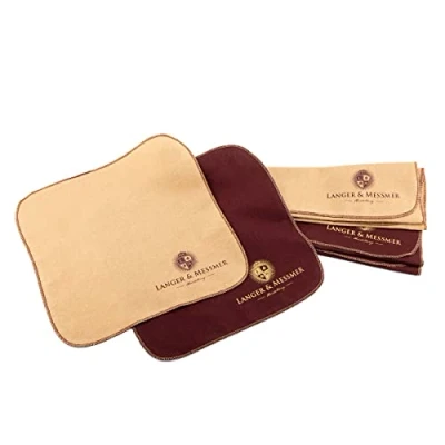 Imagen de Langer &amp; Messmer paños de Pulido para Cuero Liso algodón 100% en un práctico Juego el paño Cuidado Profesional del Calzado (Burdeos Beige)