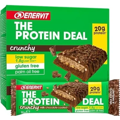 Imagen de Enervit The Protein Deal Milk Choco &amp; Hazelnut, Barritas Proteicas, 20g de Proteínas, Sabor Avellana y Chocolate con Leche, Snacks Proteicos Sin Gluten, Bajos en Azúcar, 12 x 55g