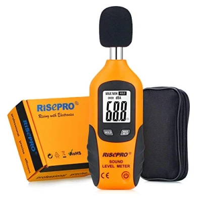 Imagen de Medidor de nivel sonido, risepro® Digital decibelios ruido audio dispositivo medida doble rangos probador 40dba 130dba HT 80 A