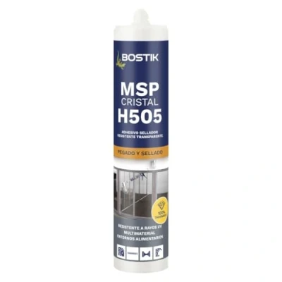 Imagen de BOSTIK H505 MSP CRISTAL Transparente, Adhesivo Sellador Universal de Altas Prestaciones, Alta Resistencia UV, Multifuncional, Aplicable en Superficies Húmedas, Interior y Exterior, Cartucho 290 ml
