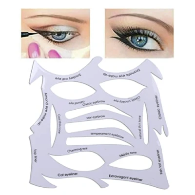 Imagen de 1 pieza de sombra ojos para cejas, delineador ojos, herramienta maquillaje, juego plantillas reutilizables