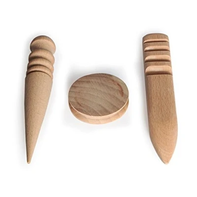 Imagen de Co link Nueva DIY Natural de Madera Maciza Redonda Leathercraft 3pcs Borde Multi Bruñidor tamaño Cuero Trabajo