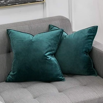 Imagen de MIULEE Funda de Cojines Navidad para Sofá Almohadas Terciopelo Suave Almohada Decorativa Moderna Cojin Sala Estar Cama Silla Dormitorio 2 Piezas 45x45 cm Verde Malaquita
