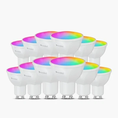 Imagen de nanoleaf Matter Essentials 12 Bombillas Led GU10 RGBW Inteligentes y Regulables Luces 16M Colores, sobre Thread, Bluetooth, Compatible con Google Apple, Decoración Habitación Gaming