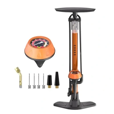 Imagen de GOBKO Bomba de Bicicleta, Bombas Bicicleta con Presta y Schrader neumáticos Aire Multifuncional para Carretera BTT balones Deportivos Alta Presión 11Bar