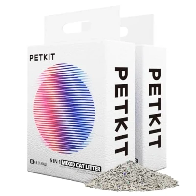 Imagen de PETKIT Arena Mixta para Gatos 5 en 1, Enjuagable, Sin Olores, con Carbón Activado, Ultra Absorbente y de Secado Rápido(Dos Bolsas)
