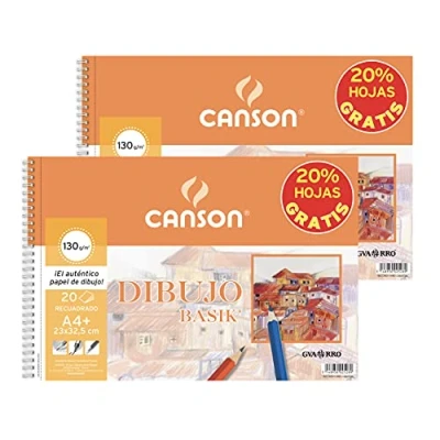 Imagen de Canson 2 Álbumes Espiral Microperforados A4 de 20 hojas Dibujo Basik Recuadro, 130 g