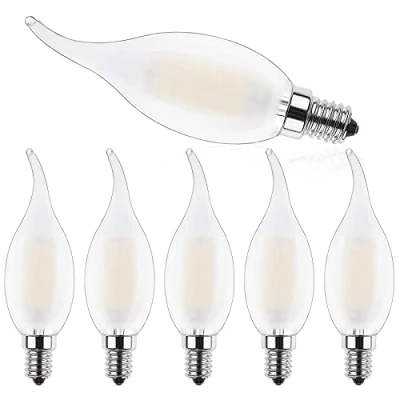 Imagen de ProCrus E14 bombilla LED de 4 W con forma vela para candelabro, filamento C35, 2700 K, luz blanca cálida, W, equivalente a 40 400 lm, regulable, clase energética F, paquete 6