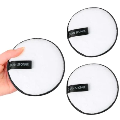 Imagen de TRIXES Almohadillas desmaquillantes reutilizables de microfibra, 3 unidades, color blanco