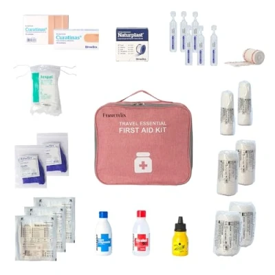 Imagen de FERRETELIX Botiquin burdeos neceser primeros auxilios con dotacion 25 cm x 22 12cm Completo Emergencia, Para Viaje y Acampada, Coche, Supervivencia, Excursión, Montaña, Senderismo, Aventura