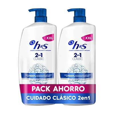 Imagen de H&amp;S Classic Champú y Acondicionador Anticaspa 2en1 2x1000ml, con Dispensador. Hasta 100% de Protección Anticaspa. Para Todo Tipo Pelo Cuero Cabelludo. Uso Diario. Limpieza profunda, New Version