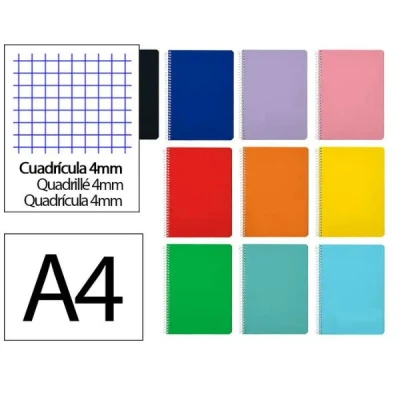 Imagen de Cuaderno Espiral Folio Cuadrícula 4mm 75g (Tapa Blanda) Surtido de colores