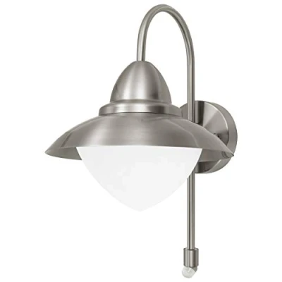 Imagen de Eglo lámpara de pared exterior Sidney, luz 1 foco, con sensor movimiento acero inoxidable, E27, incl detector movimiento, IP44