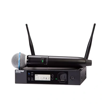 Imagen de micrófono inalámbrico Shure GLXD24R+/B58 para iglesias, karaoke y voces con batería de 12 horas alcance 30m. Incluye vocal BETA 58A receptor un solo canal.