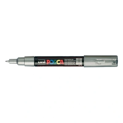 Imagen de uni ball 186582 Marcador POSCA con punta fina redonda, plateado