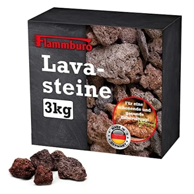 Imagen de FLAMMBURO Piedras de lava 3 kg para parrilla gas, horno, y eléctrica Piedra natural reutilizable como accesorio barbacoa utensilios cocina