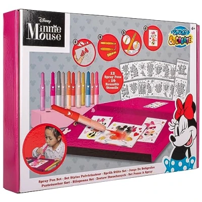 Imagen de Disney Minnie Mouse Juego de bolígrafos con pulverizador Deluxe lápices para colorear niños colores y páginas MM22368