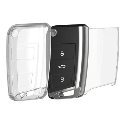 Imagen de kwmobile Carcasa para Mando Compatible con VW Golf 7 MK7 Llave de Coche 3 Botones Funda Llaves TPU Transparente