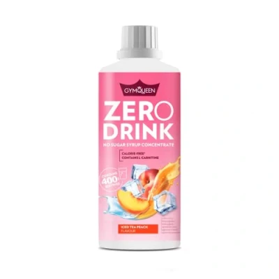 Imagen de GymQueen Zero Drink Té helado de Melocotón 1000 ml, bebida concentrada 1:80, enriquecida con vitaminas B para tu metabolismo y L carnitina, jarabe pocas calorías