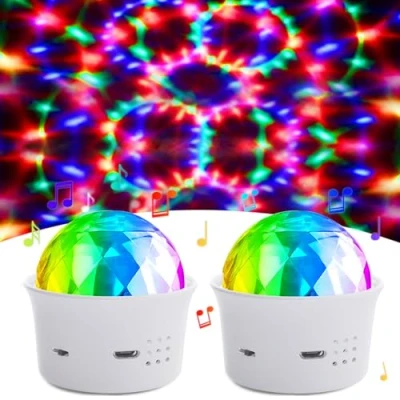 Imagen de Bonlux Mini efectos de luz para fiestas infantiles, bola discoteca, RGB, lámpara escenario, con control voz, USB, Halloween, ambiental niños, cumpleaños, habitaciones, fiestas,