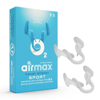 Imagen de AIRMAX Sport Small Dilatador Nasal para una Mejor respiración por la Nariz Optimización de oxígeno 176% Uso Durante el Ejercicio Paquete 1 + Gratis