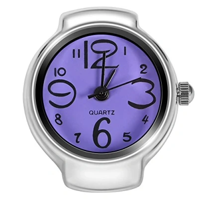 Imagen de 8 Colores Anillo de Reloj, Dedo Moda para Mujeres Y Hombres, Redondo Analógico Cuarzo, Amor, Reloj Hombres Mujeres(Púrpura)