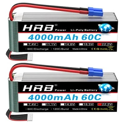 Imagen de HRB 2pcs 6S 22.2V 4000mAh 60C Lipo batteria con Spina EC5 per RC Quadcopter elicottero Auto camion Barca Hobby