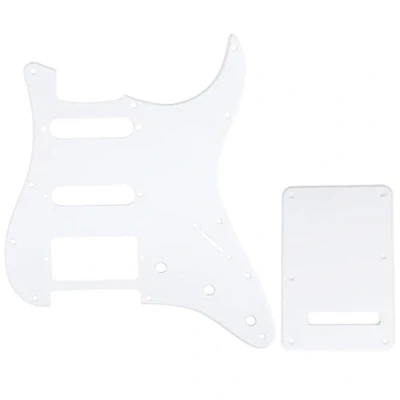 Imagen de Musiclily HSS Set de Pickguard Golpeador y Placa Trasera Strat para Fender American/México Standard Stratocaster Estilo Moderno,1 capa Blanco