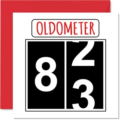 Imagen de Divertidas tarjetas de cumpleaños 83 para hombres y mujeres, Oldometer Tarjeta feliz papá, mamá, abuelo abuelo, niñera, abuela, tío tía, felicitación 145 mm x