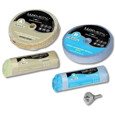 Imagen de Lux Metal Kit de Pulido 2 Pasta Abrasiva 250 g y Discos 100 mm Sisal Algodón Broca para Pulir Metales Acero Inoxidable Aluminio Set Latón Cobre Rueda