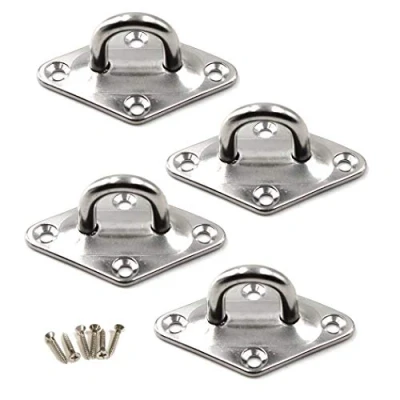 Imagen de M8 Plato de Gancho para techo Placa ocular 304 Acero inoxidable montaje en pared Servicio pesado colgar Paquete 4 (tornillos incluidos)
