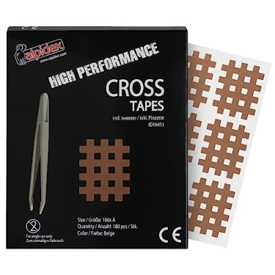 Imagen de ALPIDEX Cross Tape 180 Piezas Tamaño A Beige Parche Acupuntura Pinza Incluida Tiritas Rejilla Cicatrizantes Crosstape