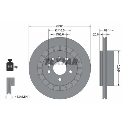 Imagen de TEXTAR 92164900 Disco de freno 300 20 05/07 110 ventilación externa sin perno sujeción rueda, buje rueda SAAB: 9 5 Berlina, Familiar