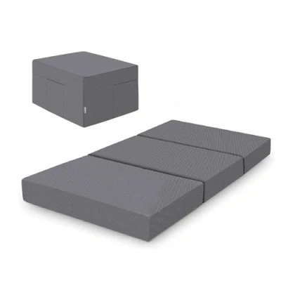 Imagen de Amazon Basics Espuma viscoelástica Plegable para Invitados, Medio Firme, 120 x 195 10 cm, con Funda, Gris